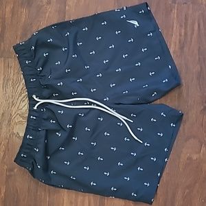 Nautica men's bathing suit, navy blue with anchor design, size medium